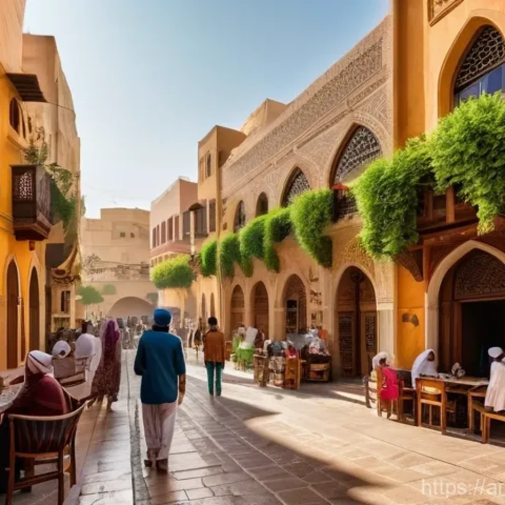 워커블 시티의 디자인 혁신을 위한 정책 - **Vibrant Community Life in an Old Arab Quarter**
    "A wide-angle shot of a bustling pedestrian st...