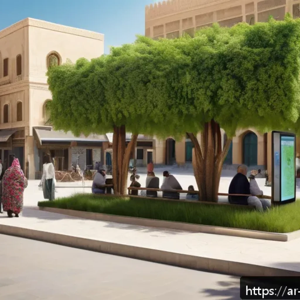 워커블 시티 디자인을 위한 시민 의견 수렴 방법 - A vibrant urban street scene in a modern Arab city featuring diverse pedestrians of all ages&mdash;includi...